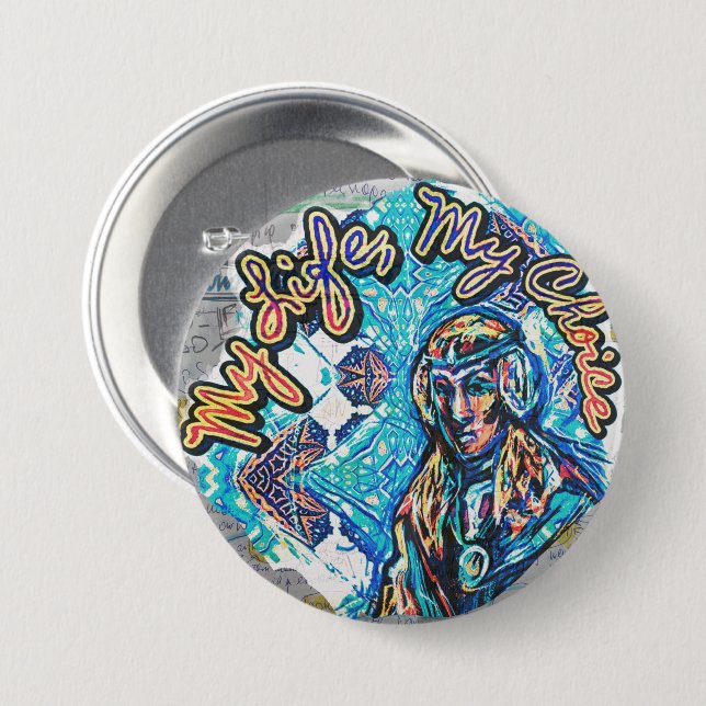 My Life, My Choice. Princess-like woman & Fractal 7.5 Cm Round Badge (Front & Back)