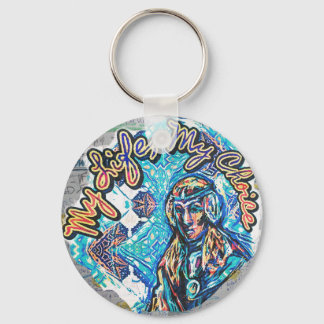 My Life, My Choice. Princess-like woman & Fractal Key Ring