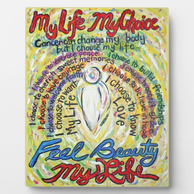My Life, My Choice White Angel Painting Plaque (Front)