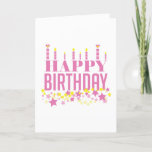 My Light, My Love Pink Birthday Card<br><div class="desc">Adorable Pink Stars & Candles Birthday Card. For the Star,  Light & Love of Your Life.</div>