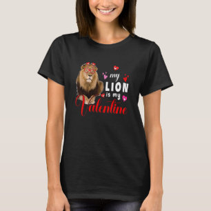 My Lion Is My Valentine Lion Sunglasses Hearts Zoo T-Shirt