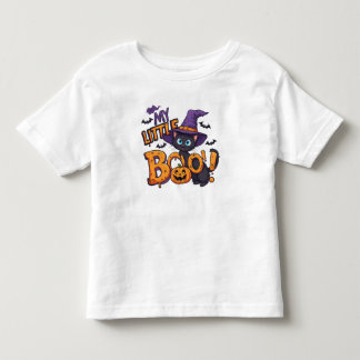🐱🎃 My Little Boo Halloween Cat in Witch Hat👻 Toddler T-Shirt