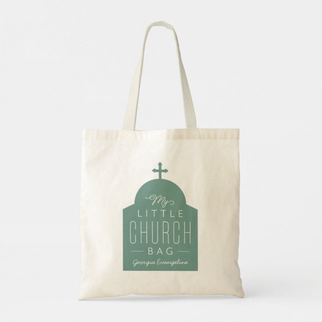 My little church bag cute green Orthodox dome tote (Back)