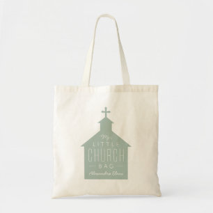 My little church bag cute green personalised tote
