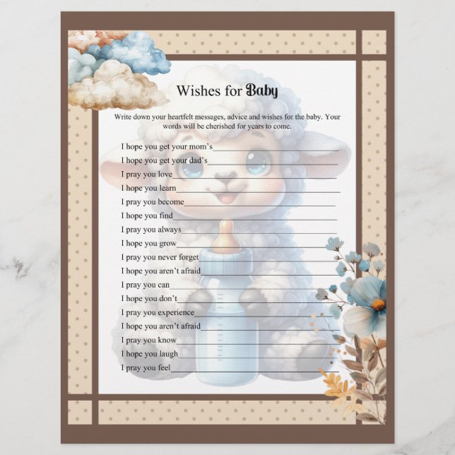 My Little Lamb_  Baby Wishes Activity Custom Letterhead (Front)