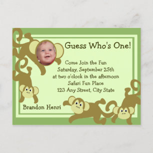 My Little Monkey/ Photo Invitation Postcard
