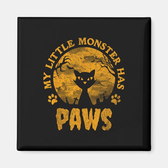 My Little Monster Has Paws Spooky Cat  Magnet (Front)