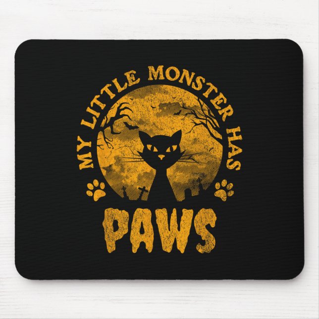 My Little Monster Has Paws Spooky Cat  Mouse Mat (Front)