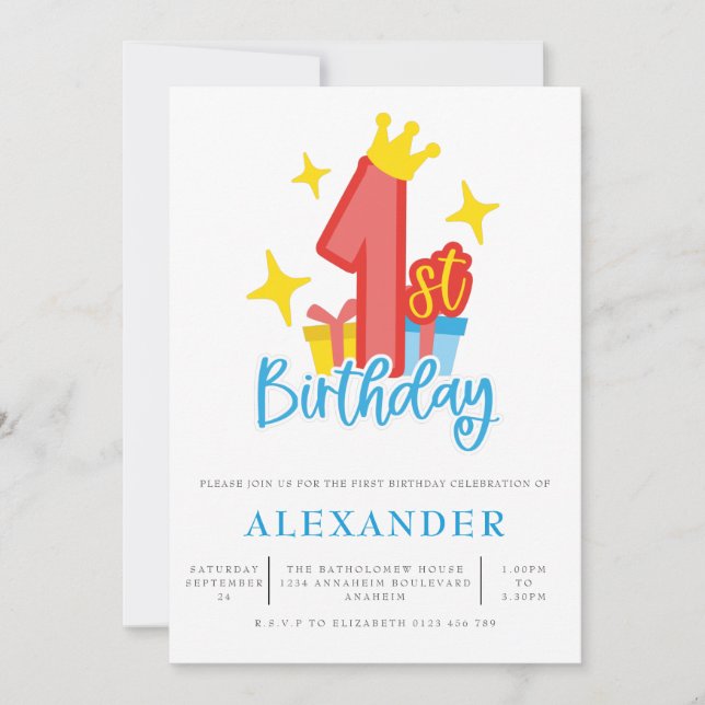 My Little Prince Boys 1st Birthday Party Invitation (Front)