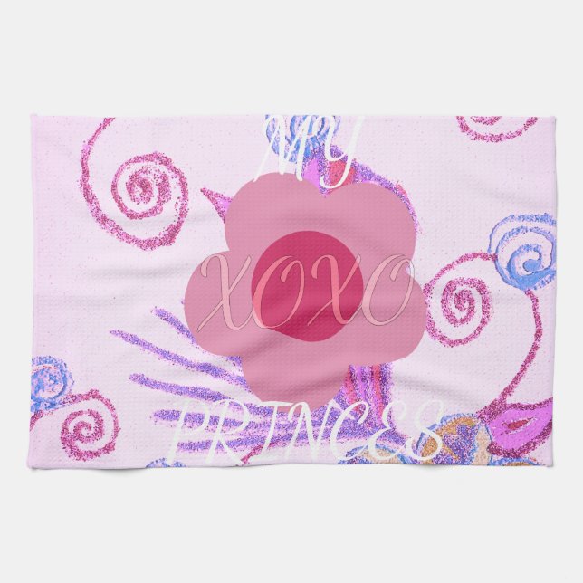 My Little Princess: Baby Pink Vector Inspirational Tea Towel (Horizontal)