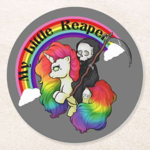 My Little Reaper Round Paper Coaster