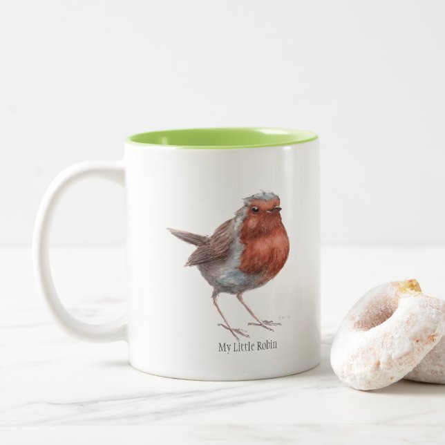'My Little Robin' Two Toned Mug (With Donut)