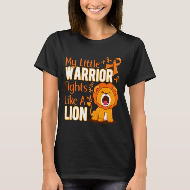 My Little Warrior Fights Like A Lion Leukaemia Awa T-Shirt (Front)