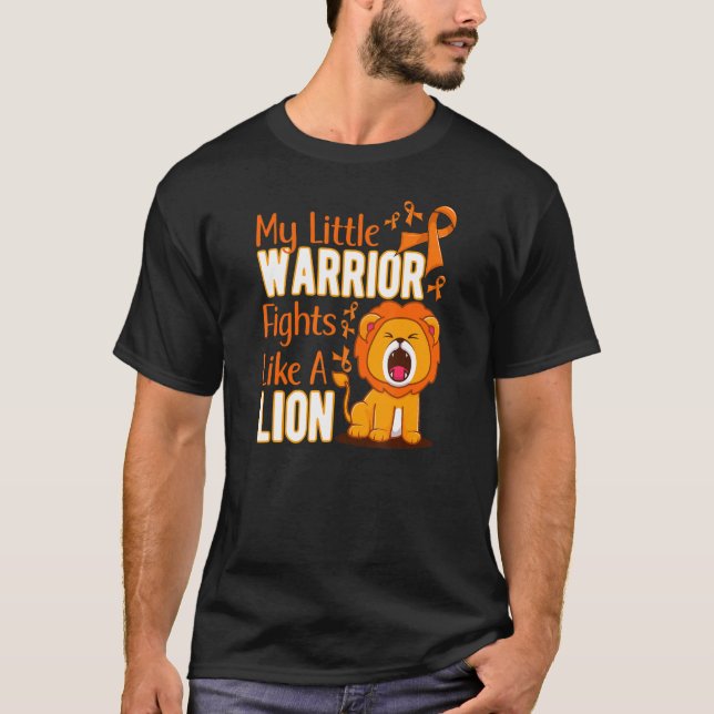 My Little Warrior Fights Like A Lion Leukaemia Awa T-Shirt (Front)