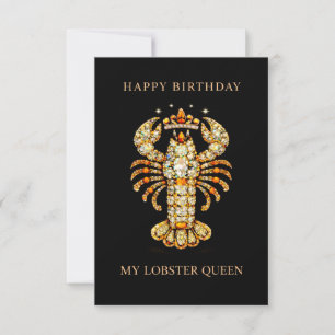 My Lobster Queen Bejewelled Birthday funny Thank You Card