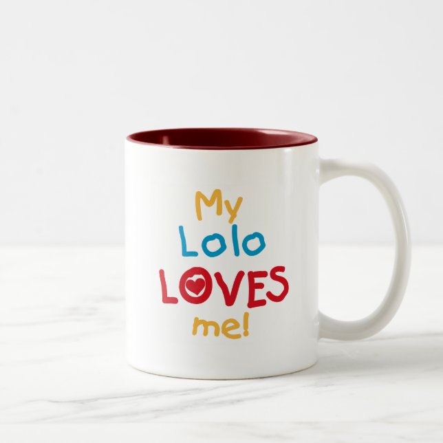 My Lolo Loves Me T-shirts and Gifts Two-Tone Coffee Mug (Right)