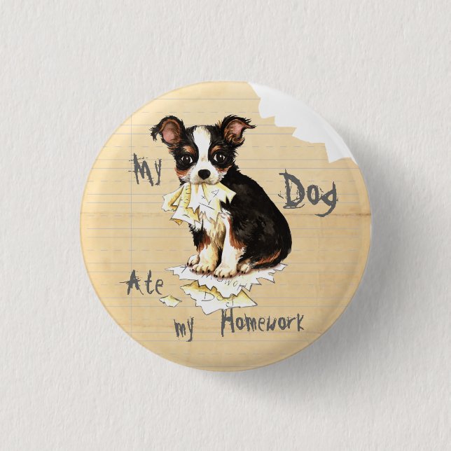 My Long Coat Chihuahua Ate My Homework 3 Cm Round Badge (Front)