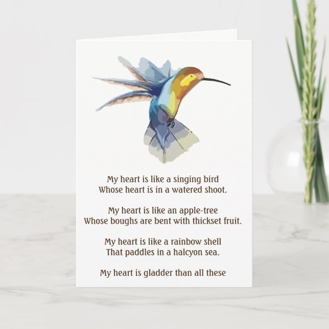 My Love Has Come - romantic poetry valentine card (Front)
