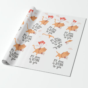 My love is flying to you wrapping paper