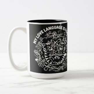 My Love Language Is Fighting - Funny Fighting Cats Two-Tone Coffee Mug