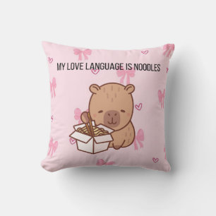 My Love Language Is Noodles Kawaii Capybara Deco Cushion
