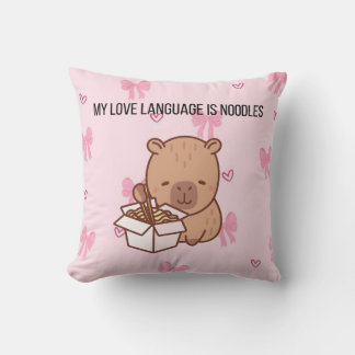 My Love Language Is Noodles | Kawaii Capybara Deco Cushion
