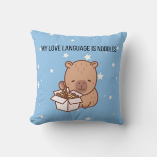 My Love Language Is Noodles | Kawaii Capybara Deco Cushion