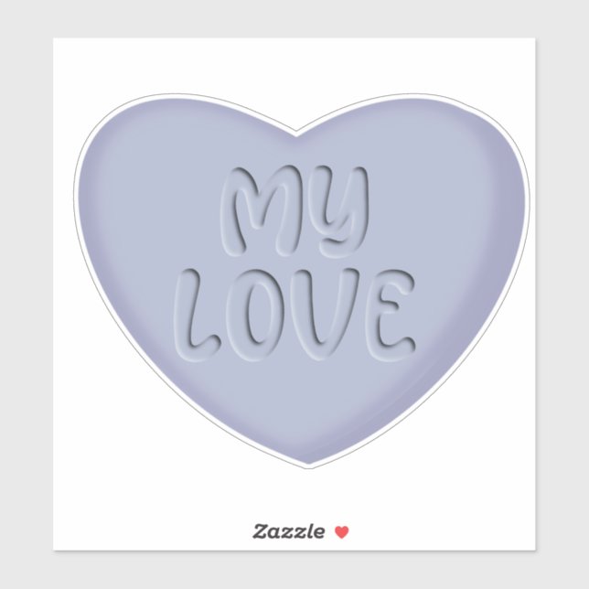 My Love Pastel Purple Candy Heart Sticker (Sheet)