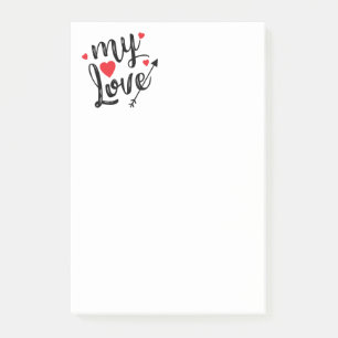 My Love Red Heart Typography - Wedding Engagement Post-it Notes