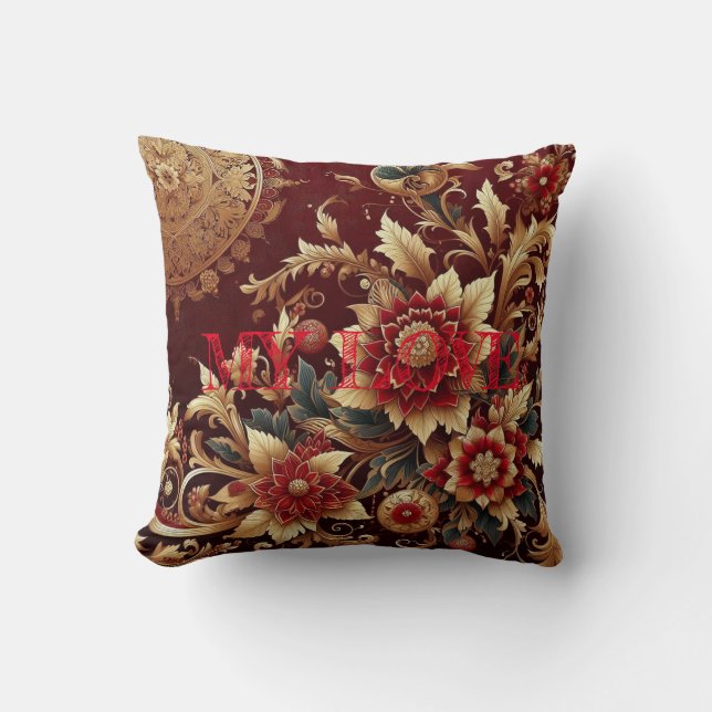 "My Love"  Throw Pillow Cushion (Front)