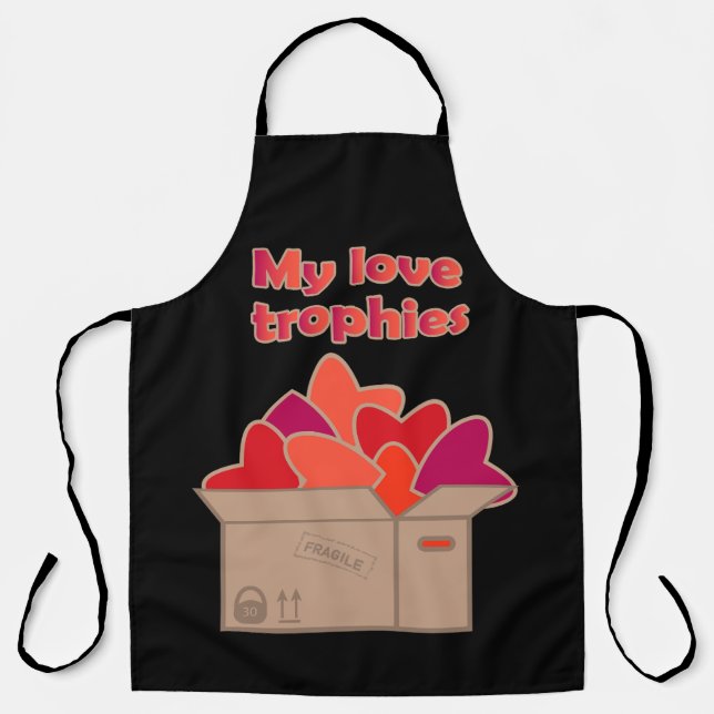 My love trophies in box full of Valentines hearts Apron (Front)