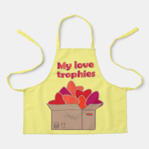 My love trophies in box full of Valentines hearts Apron