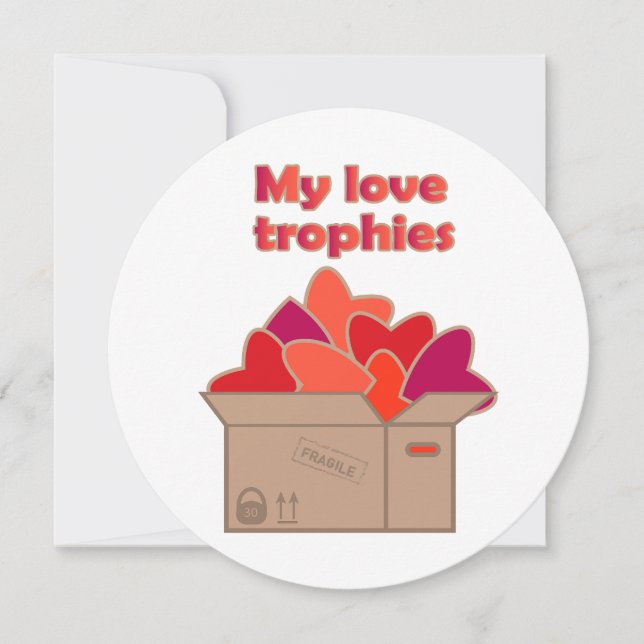 My love trophies in box full of Valentines hearts Invitation (Front)