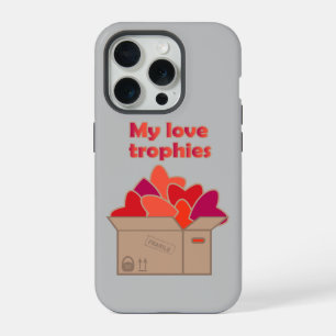 My love trophies in box full of Valentines hearts iPhone 15 Pro Case