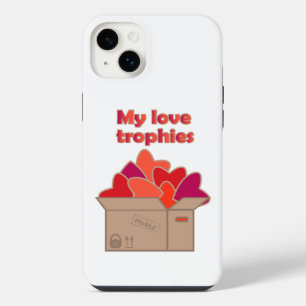 My love trophies in box full of Valentines hearts iPhone 14 Plus Case