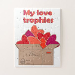 My love trophies in box full of Valentines hearts Jigsaw Puzzle