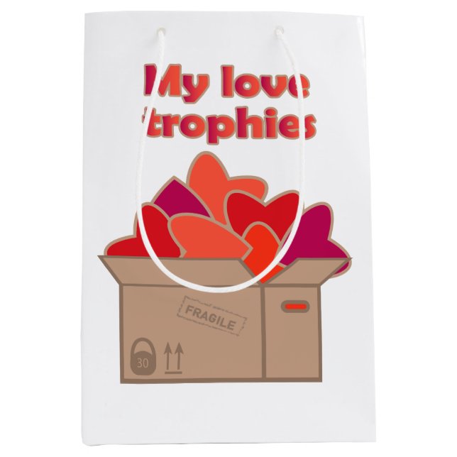 My love trophies in box full of Valentines hearts Medium Gift Bag (Front)