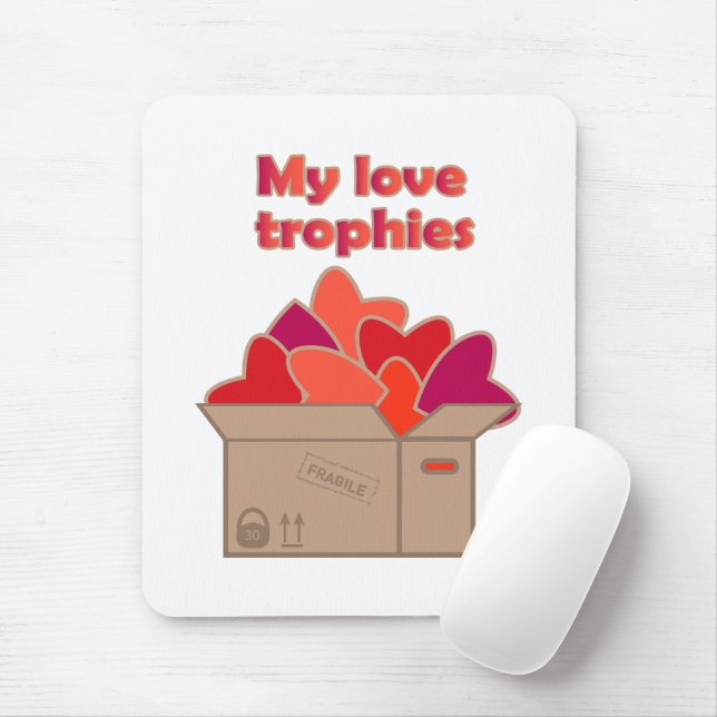 My love trophies in box full of Valentines hearts Mouse Mat (With Mouse)