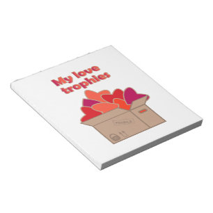 My love trophies in box full of Valentines hearts Notepad