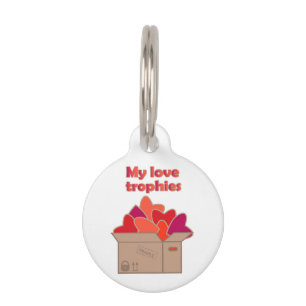 My love trophies in box full of Valentines hearts Pet Tag