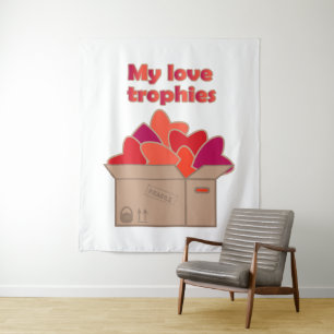 My love trophies in box full of Valentines hearts Tapestry
