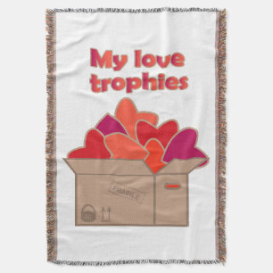 My love trophies in box full of Valentines hearts Throw Blanket