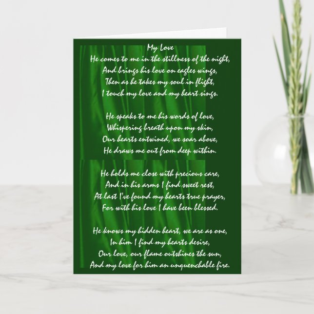 "My Love" Valentine Card - green (Front)