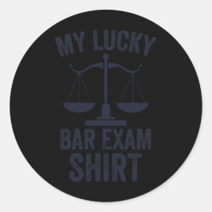 My Lucky Bar Exam Funny Law School Graduation New Classic Round Sticker