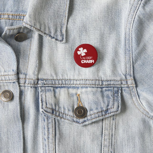 My Lucky Charm Shamrock Button Pin (In Situ)