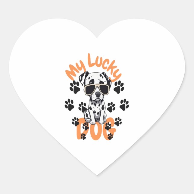My Lucky Dog Heart Sticker (Front)