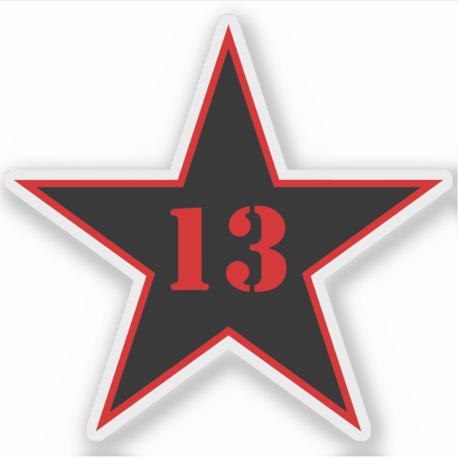 My Lucky Number Star - Number 13 - v2 (black) (Front)