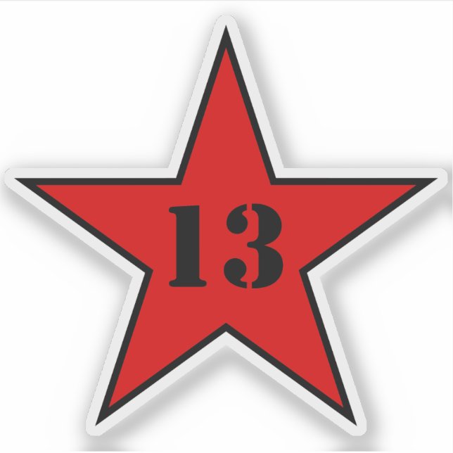 My Lucky Number Star - Number 13 - v2 (red) (Front)