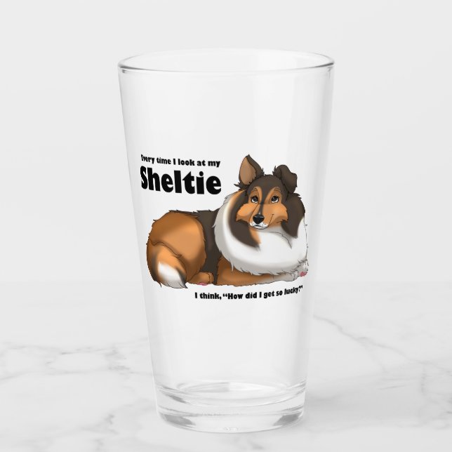 My Lucky Sheltie Glass (Front)