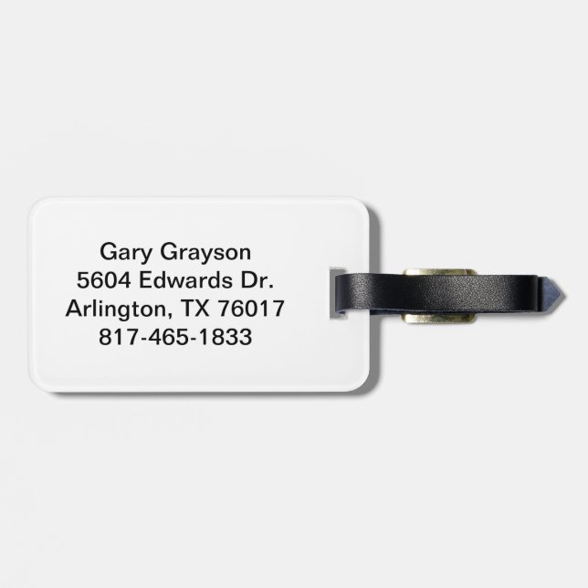 My Luggage Tag (Back Horizontal)